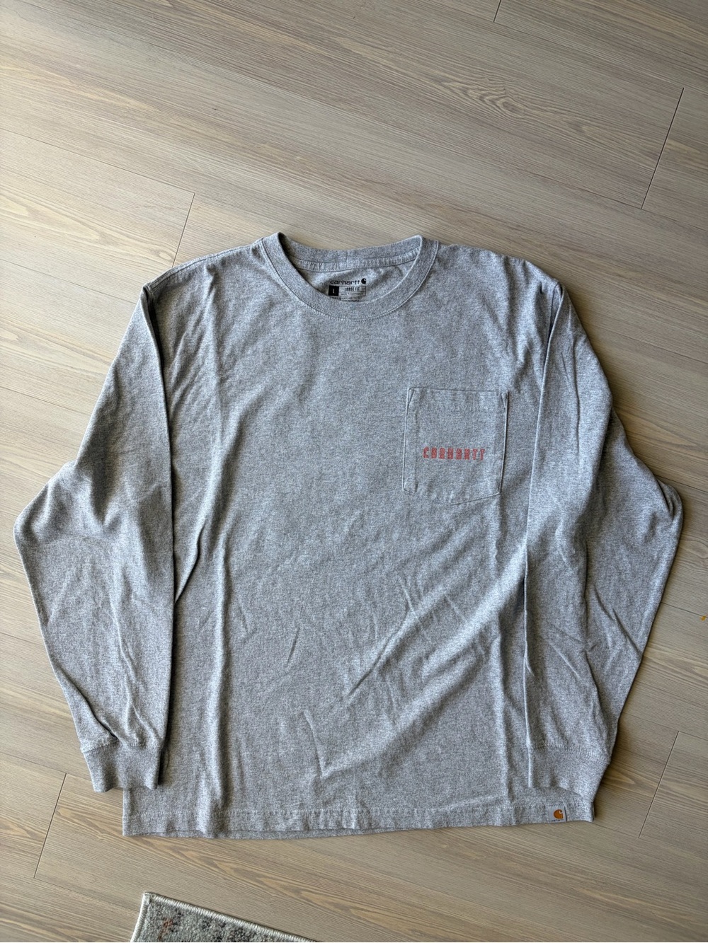 GRAY LONG SLEEVE CARHARTT POCKET TEE